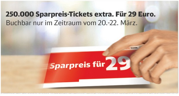 250000 Bahn-Sparpreis-Tickets extra zu Ostern