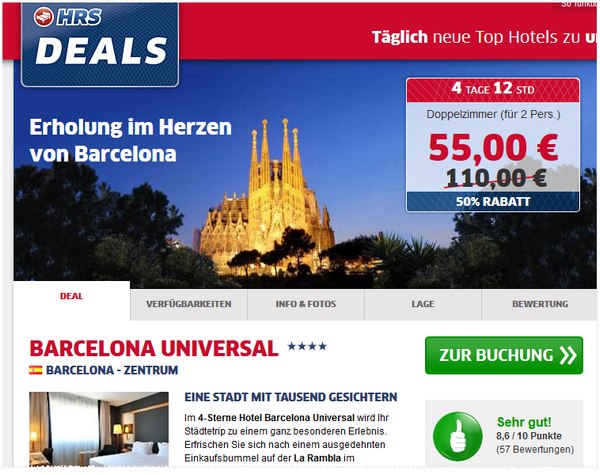 Barcelona Universal: 4 Sterne Hotel bei den HRS Deals für 55 €