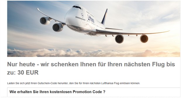 20 Euro Lufthansa Gutschein geschenkt - mal wieder eine neue Fliegen Promo