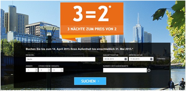 Accor Hotels 3 für 2 Aktion