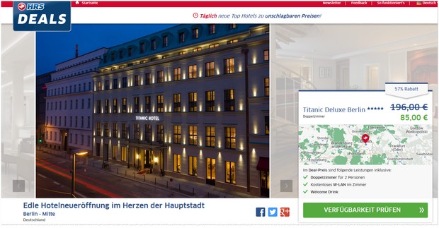 Titanic Hotel Deluxe Berlin bei den HRS-Deals