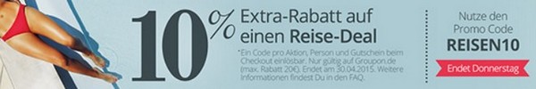 Groupon Reise-Gutschein mit 10 Prozent Rabatt