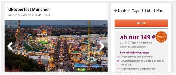 Oktoberfest München Frühbucher-Rabatt