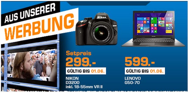 Nikon D3200 aus der Saturn-Werbung für 299 €