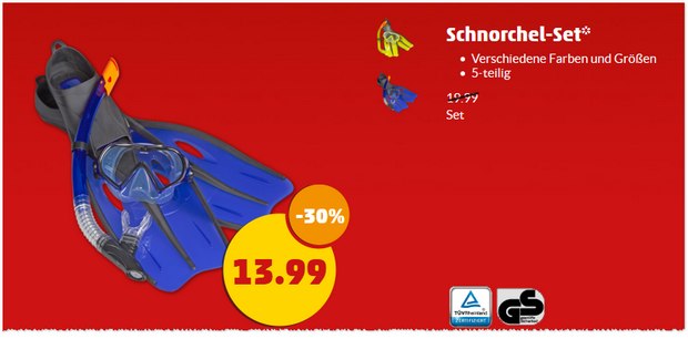 PENNY Schnorchel-Set für 13,99 €