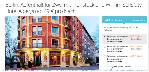 SensCity Hotel Albergo Deal bei Groupon