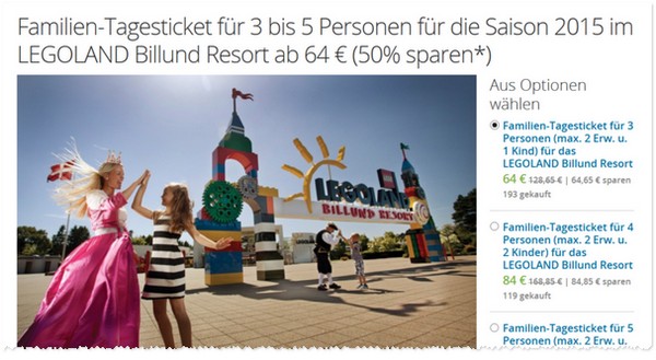 Legoland Gutschein für das Billund Resort Familienticket