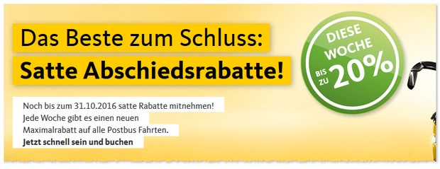 Postbus-Abschieds-Rabatt