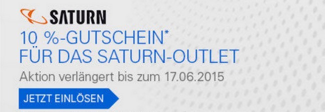 Saturn eBay Outlet Gutschein mit 10 Prozent Rabatt bis 17.6.2015