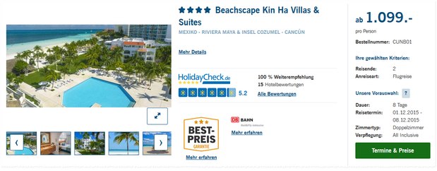 8 Tage AI-Urlaub in Mexico (Cancun) im Beachscape Kin Ha Villas & Suites bei LIDL-Reisen ab 1.099 €