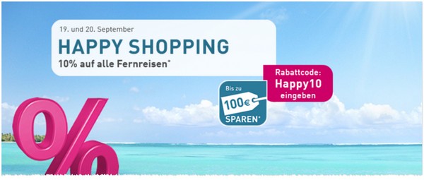 LTUR Happy Shopping Gutschein: 10 Prozent auf Fernreisen