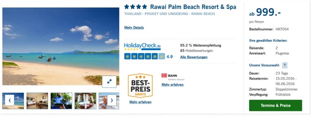 Thailand Urlaub auf Phuket im 4* Hotel Rawai Palm Beach Resort