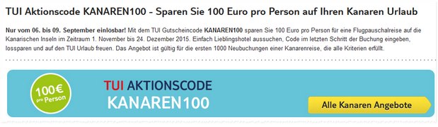 100 € TUI-Gutschein für die Kanarischen Inseln