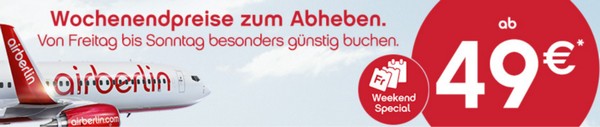 Air Berlin Wochenendpreise ab 18.9.2015