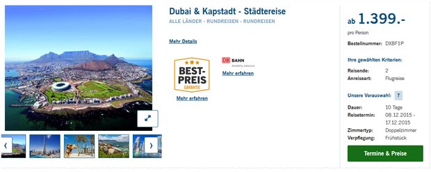 LIDL-Reisen-Angebot nach Dubai und Kapstadt