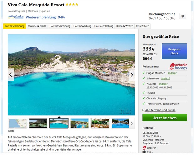 Mallorca Viva Cala Mesquida Resort über HLX für 333 € pro Person