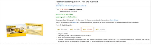 Postbus Geschenkgutschein bei Amazon