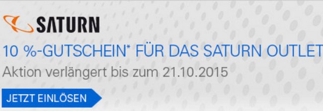 Saturn Outlet-Gutschein: 10% eBay-/PayPal-Rabatt bis 21.10.2015 verlängert