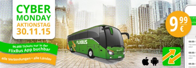 Flixbus Cyber Monday Aktion: Alle Verbindungen für 9,99 € – nur bei App-Buchung