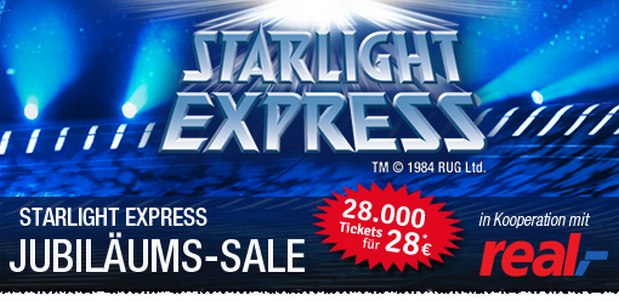 Starlight Express Tickets ab 28 Euro als Ticketmaster-Angebot am 5.3.2016 und 6.3.2016 (Bochum)